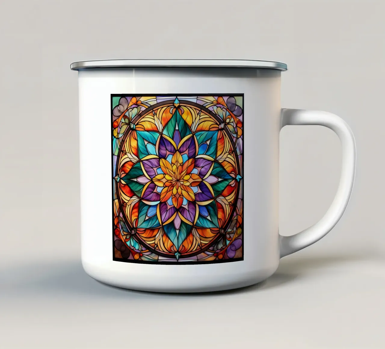 Mandala in vetro colorato tazza in smalto da Spiritual Touch