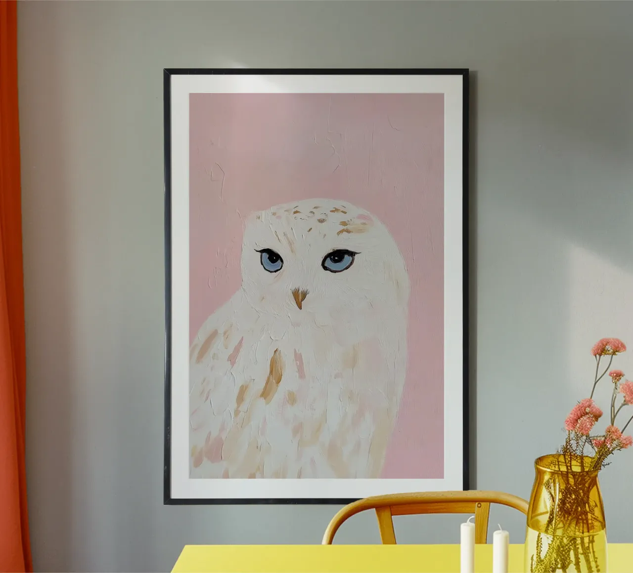 Poster gufo carino, poster gufo rosa per cameretta Poster gufo stanza dei bambini poster con telaio in plastica da Little Lila