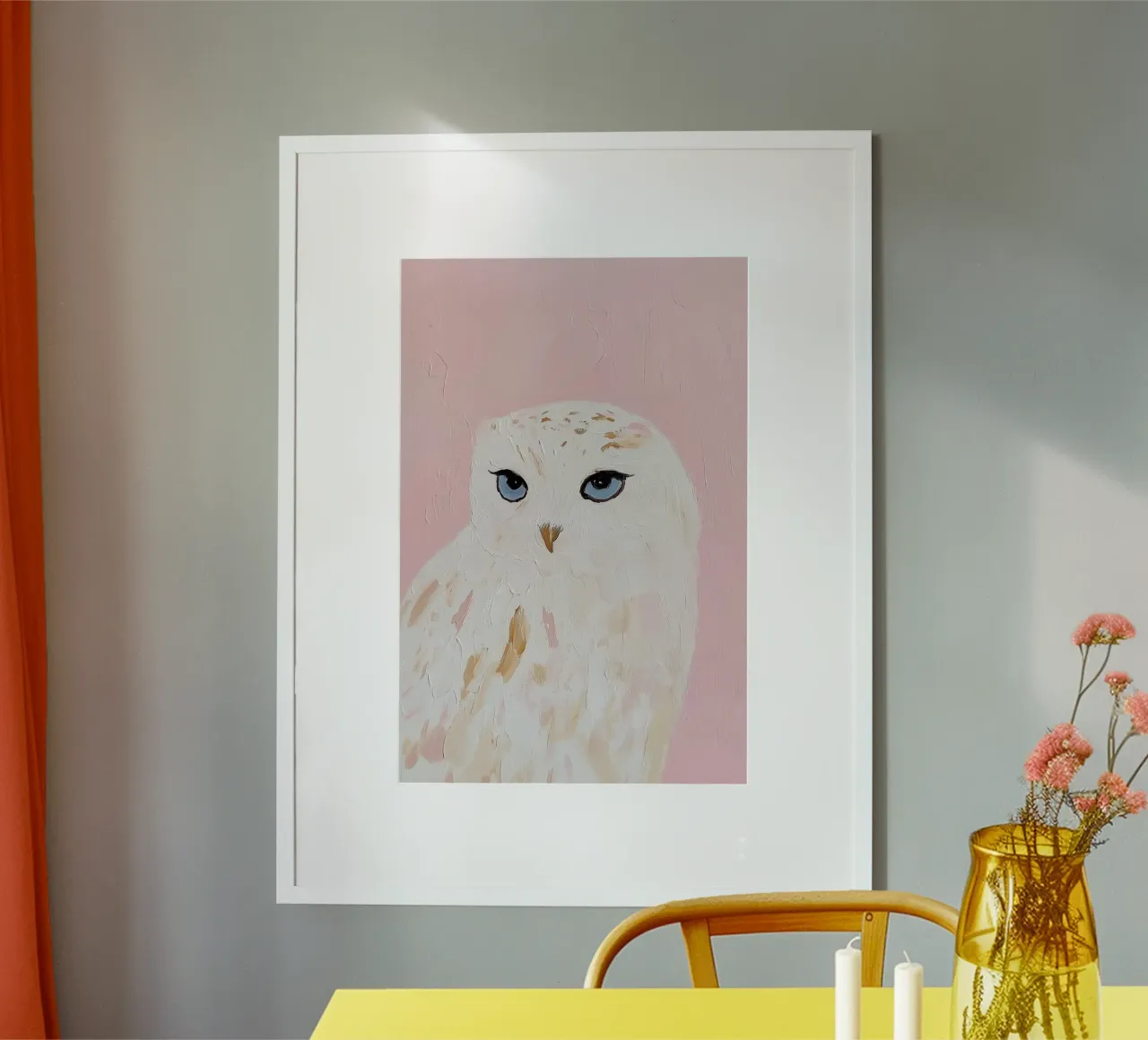 Poster gufo carino, poster gufo rosa per cameretta Poster gufo stanza dei bambini poster con telaio in plastica da Little Lila