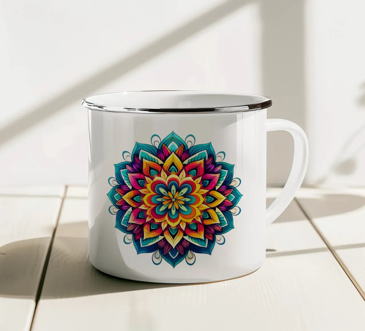 Mandala Vibrance tazza in smalto da Spiritual Touch