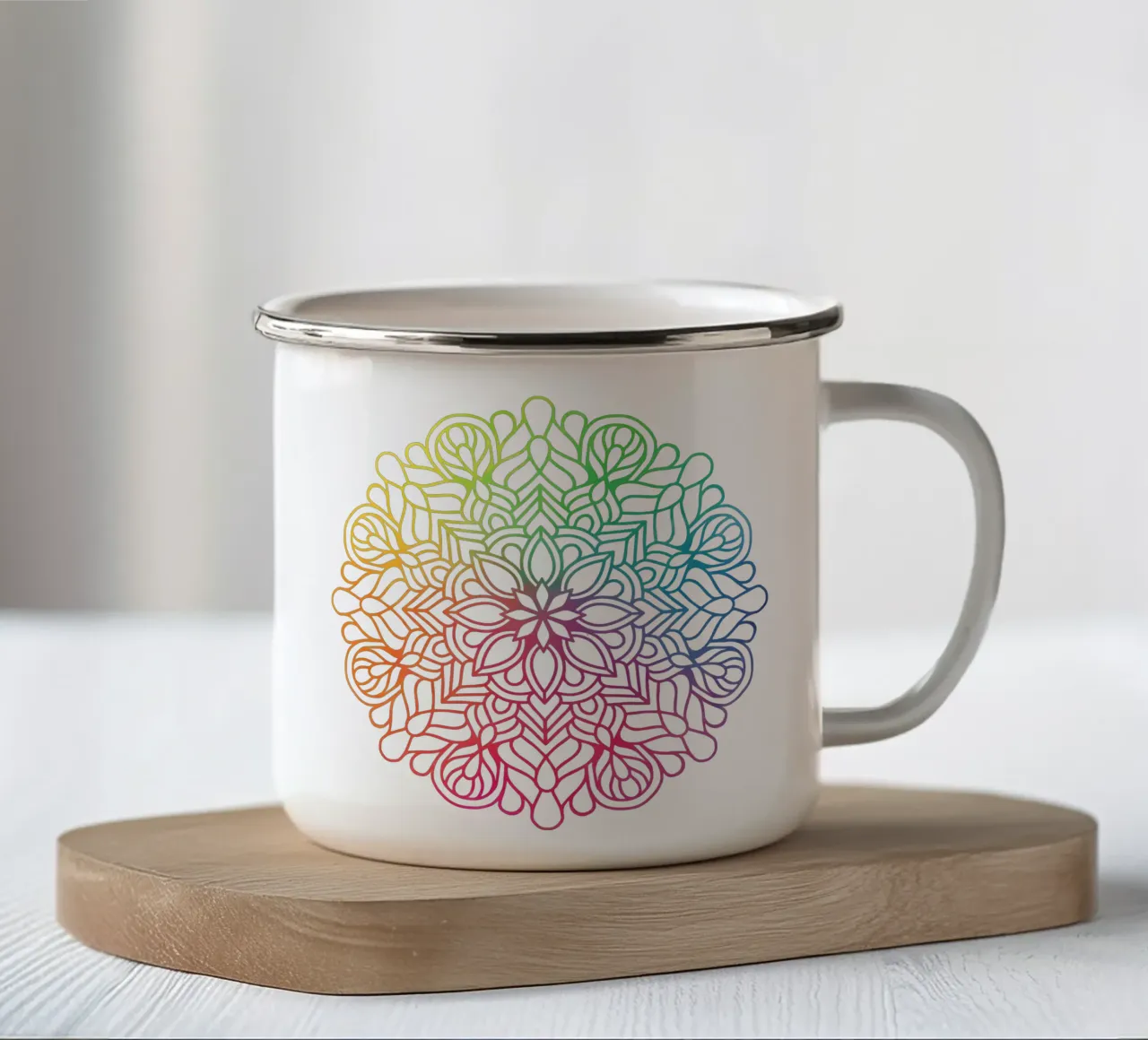 Mandala arcobaleno tazza in smalto da Spiritual Touch