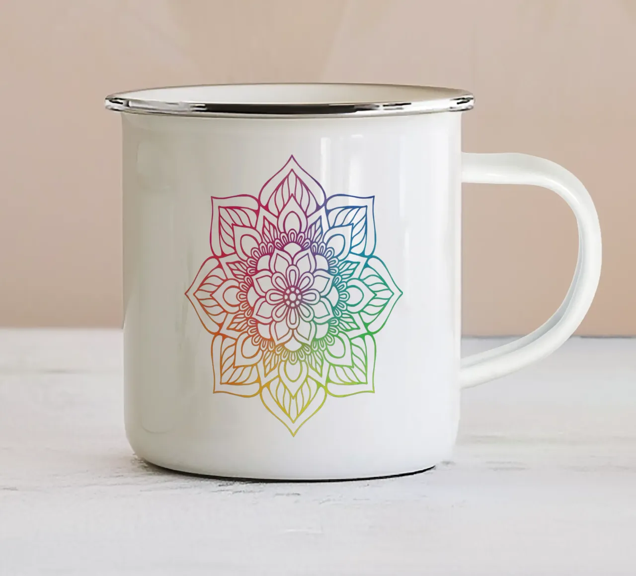 Mandala arcobaleno tazza in smalto da Spiritual Touch