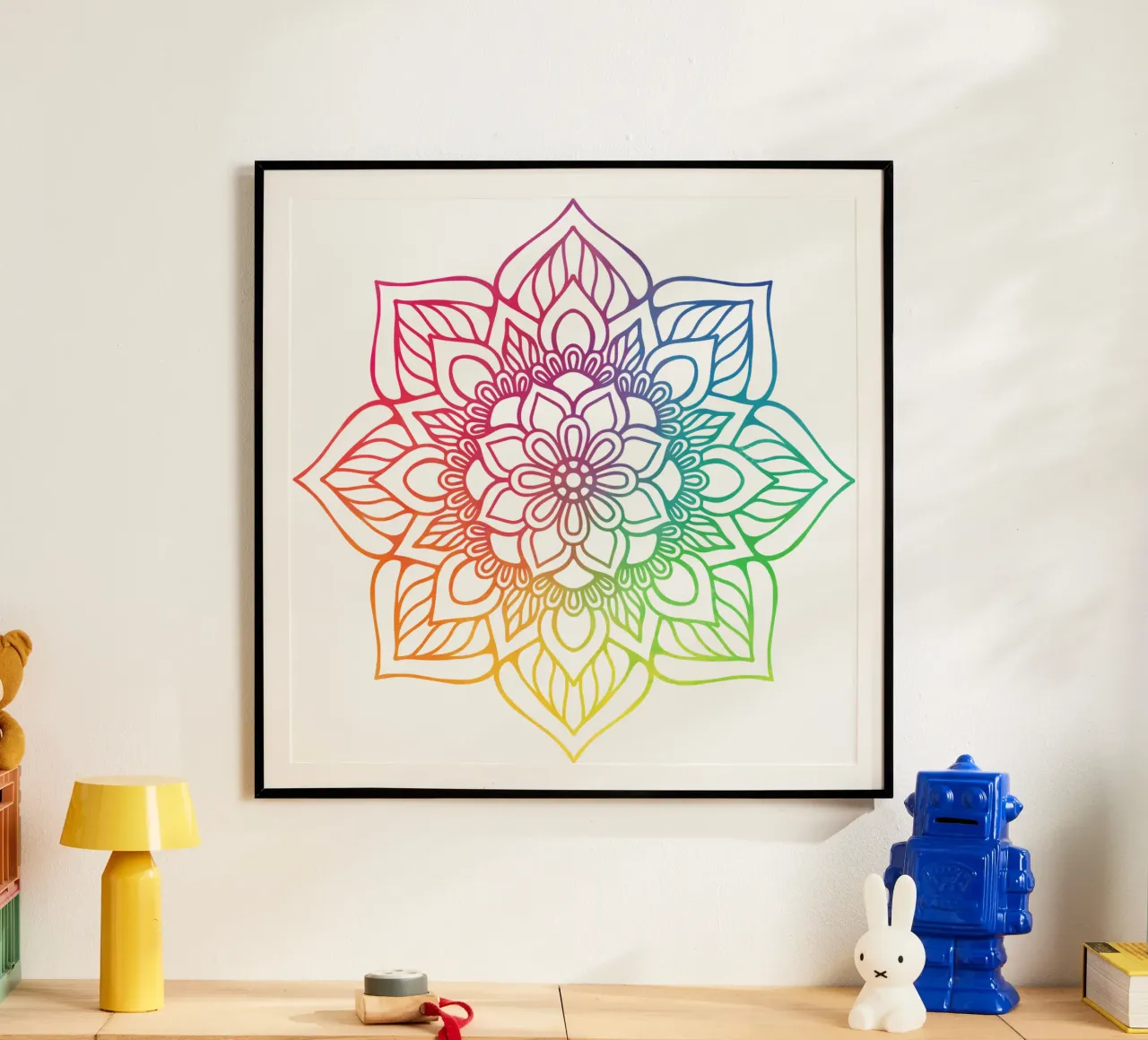 Mandala arcobaleno poster con telaio in plastica da Spiritual Touch