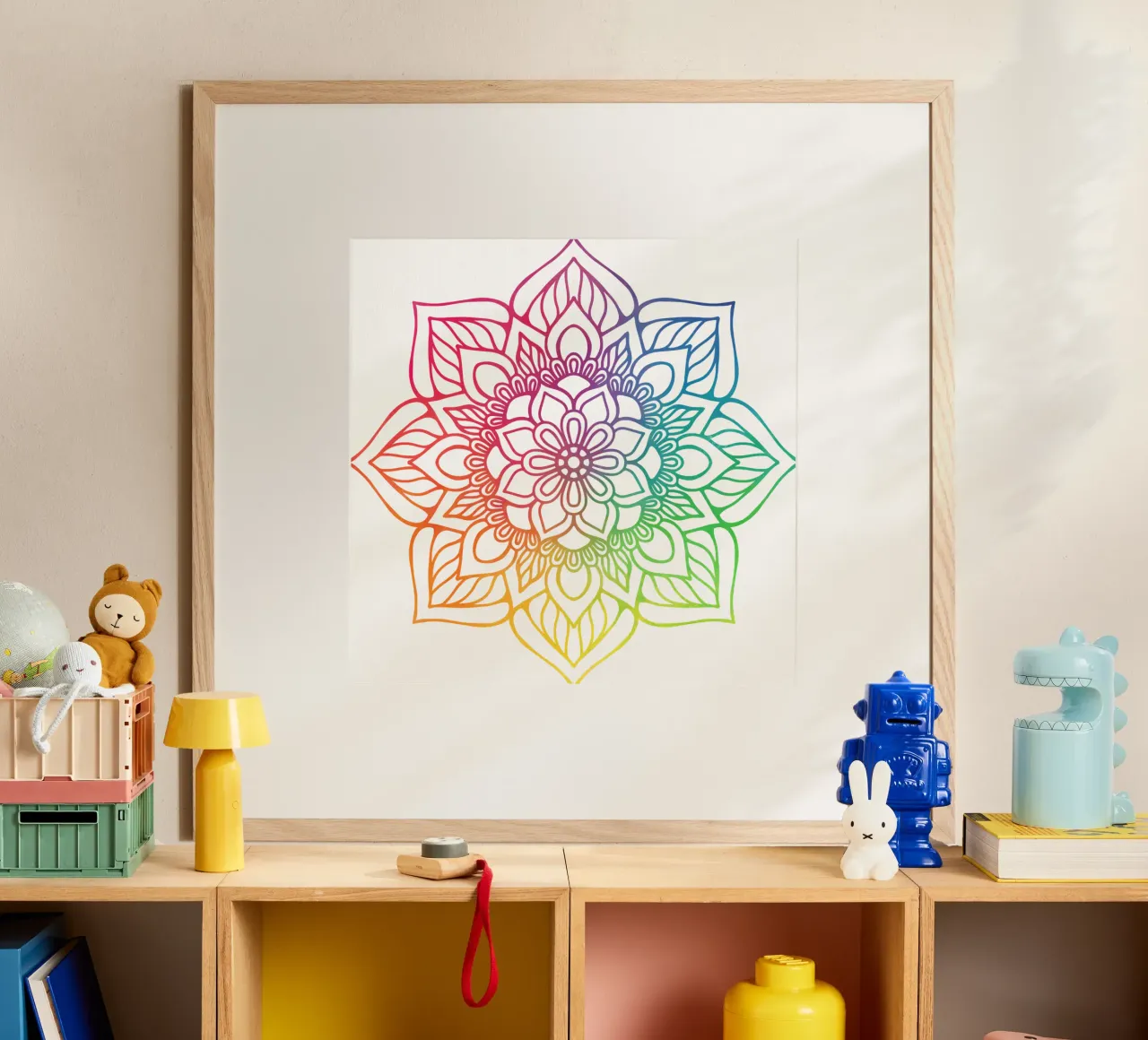 Mandala arcobaleno poster con telaio in plastica da Spiritual Touch