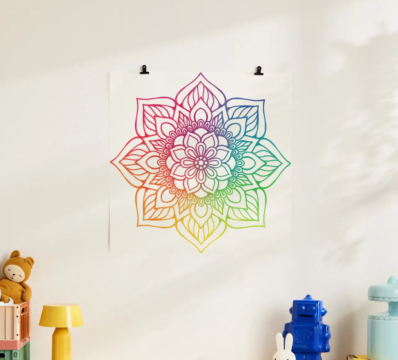 Mandala arcobaleno poster con telaio in plastica da Spiritual Touch