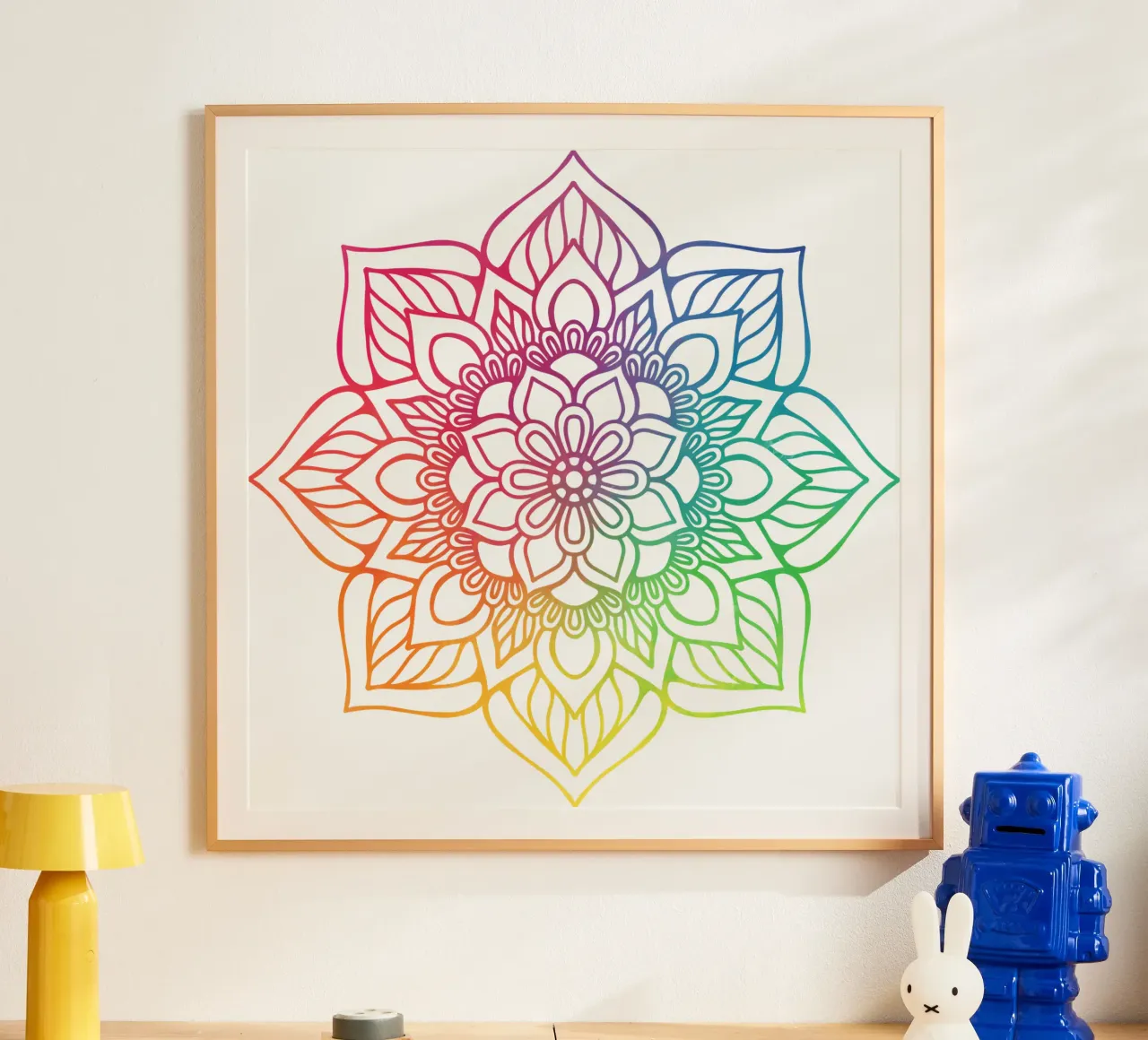 Mandala arcobaleno poster con telaio in plastica da Spiritual Touch