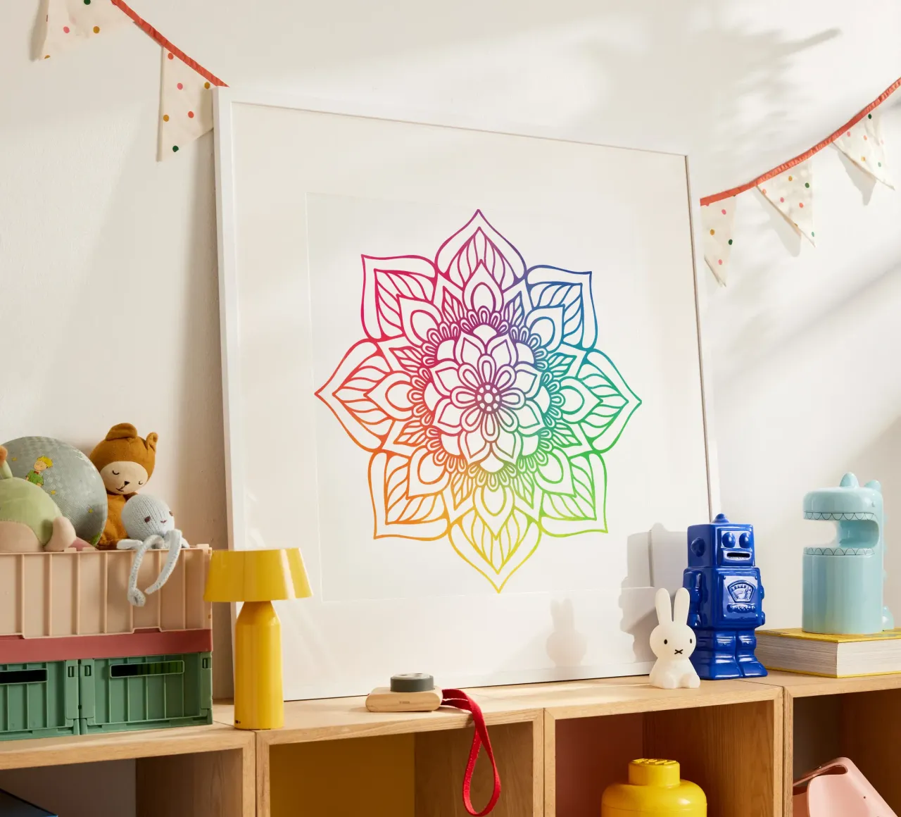 Mandala arcobaleno poster con telaio in plastica da Spiritual Touch