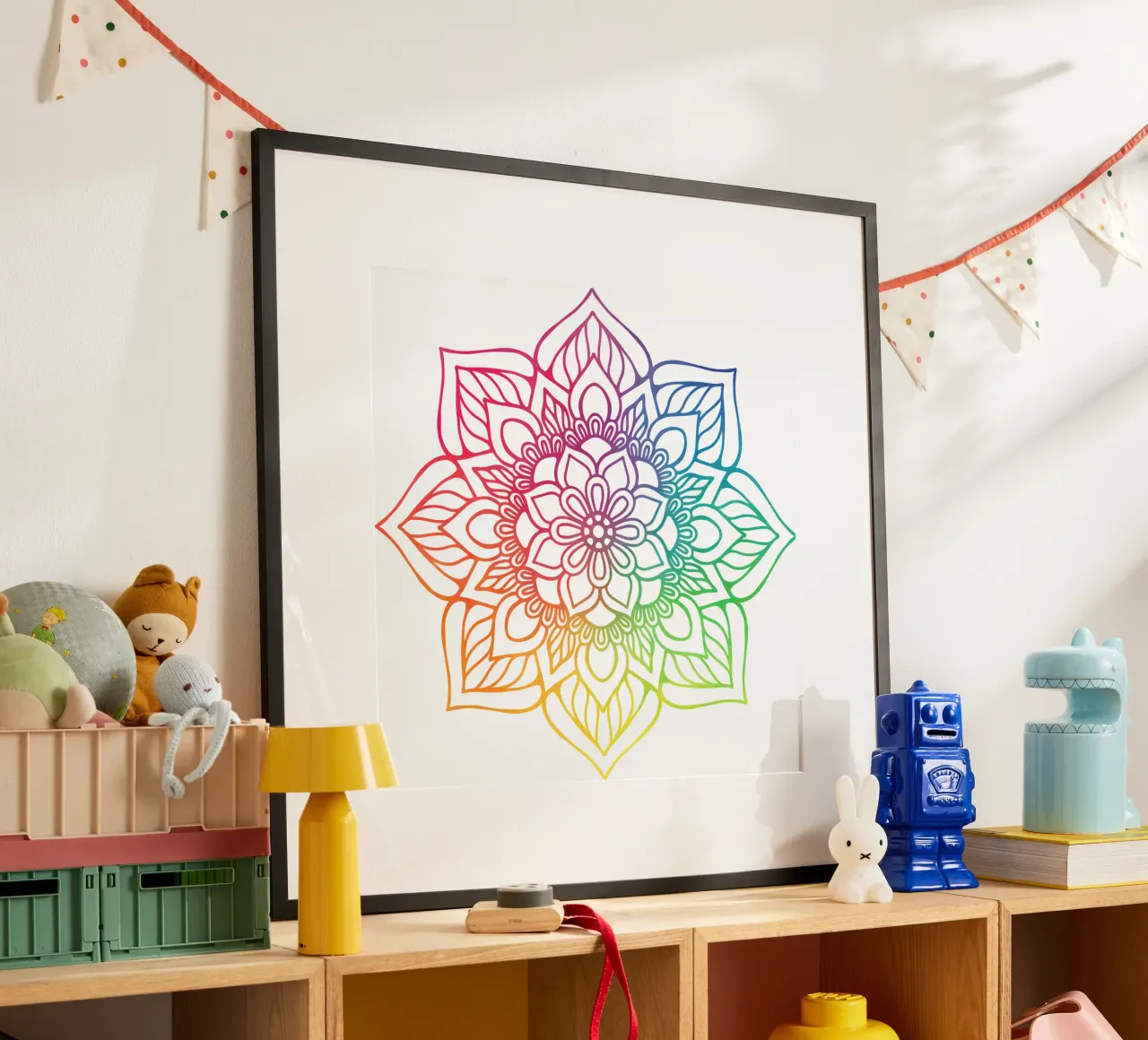 Mandala arcobaleno poster con telaio in plastica da Spiritual Touch