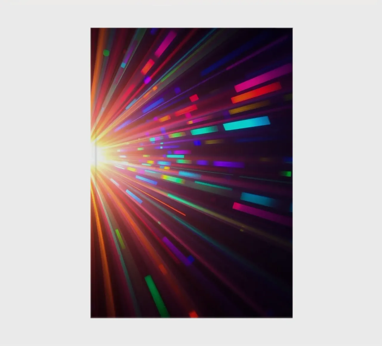Vibrant abstract light rays radiate from a central point notebook by DesignDoodle