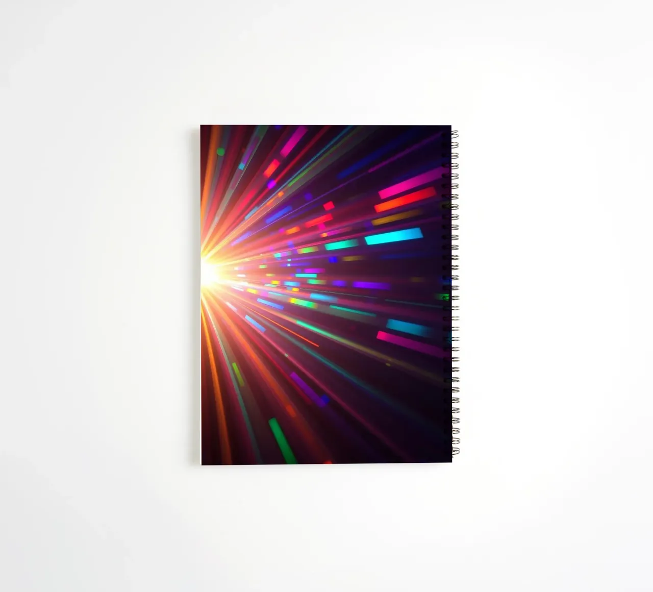 Vibrant abstract light rays radiate from a central point spiral notebook by DesignDoodle