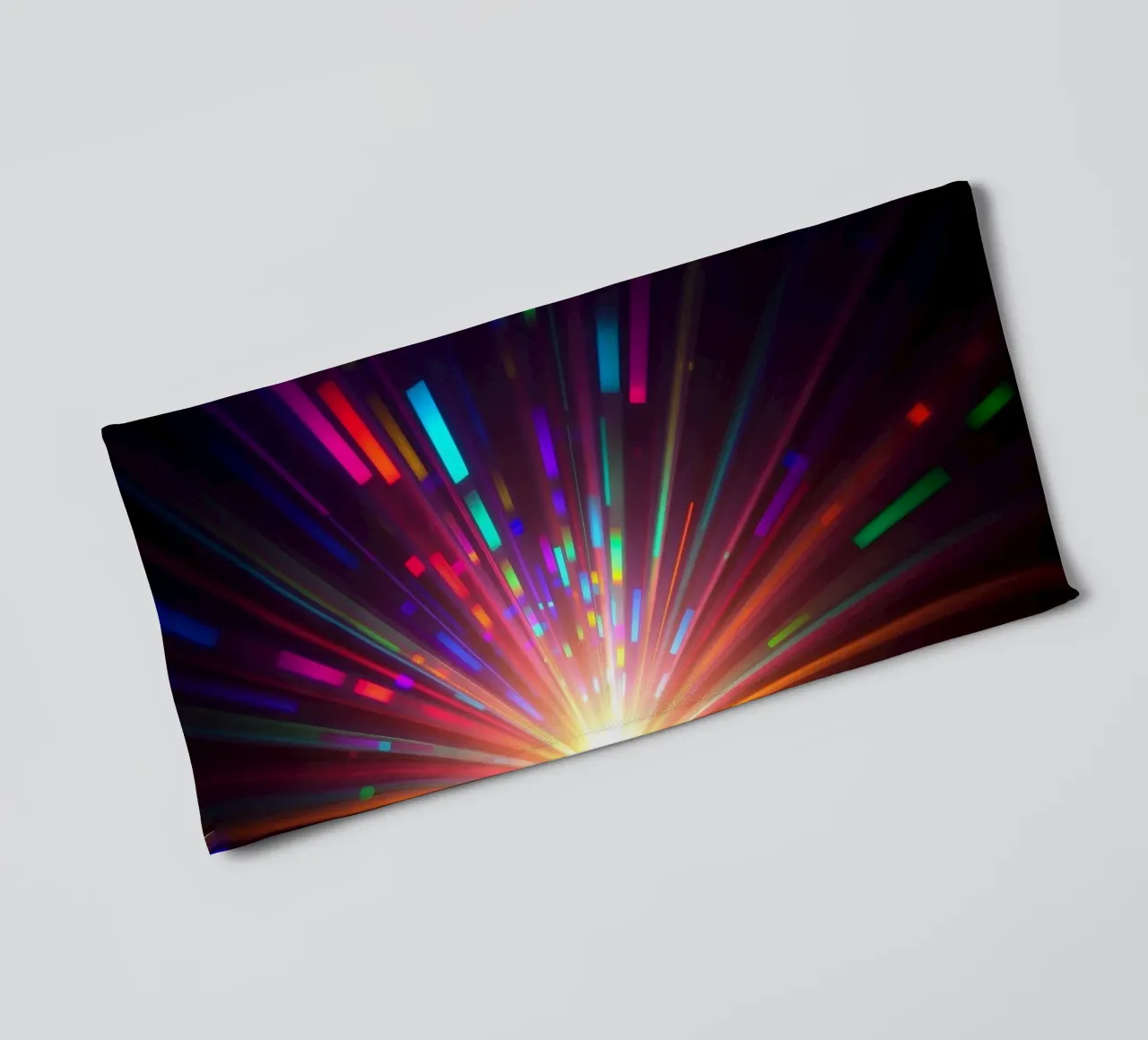 Vibrant abstract light rays radiate from a central point towel by DesignDoodle