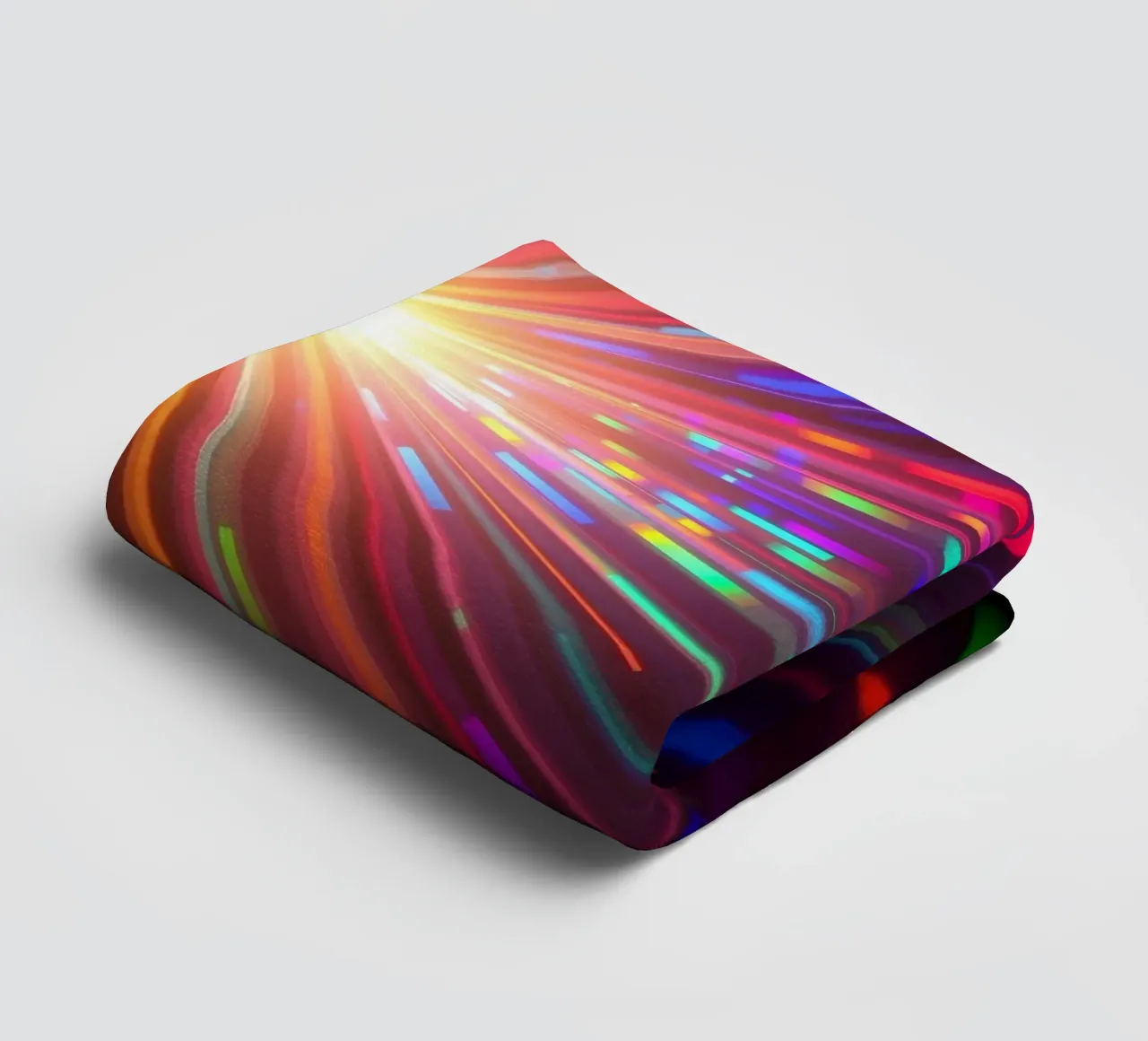 Vibrant abstract light rays radiate from a central point towel by DesignDoodle