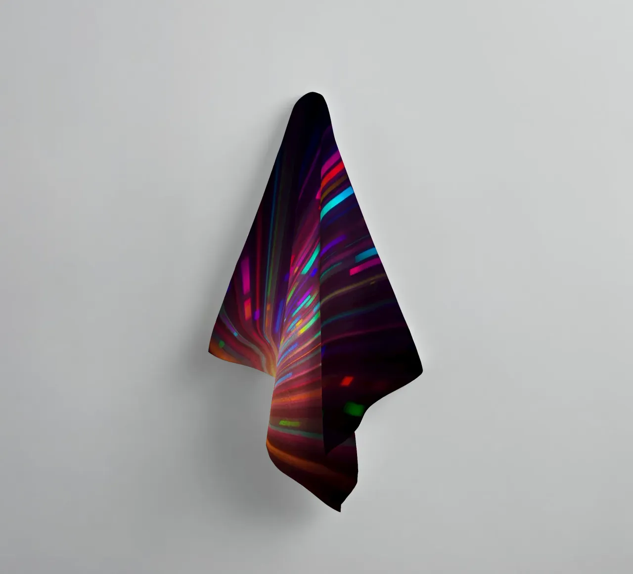 Vibrant abstract light rays radiate from a central point towel by DesignDoodle