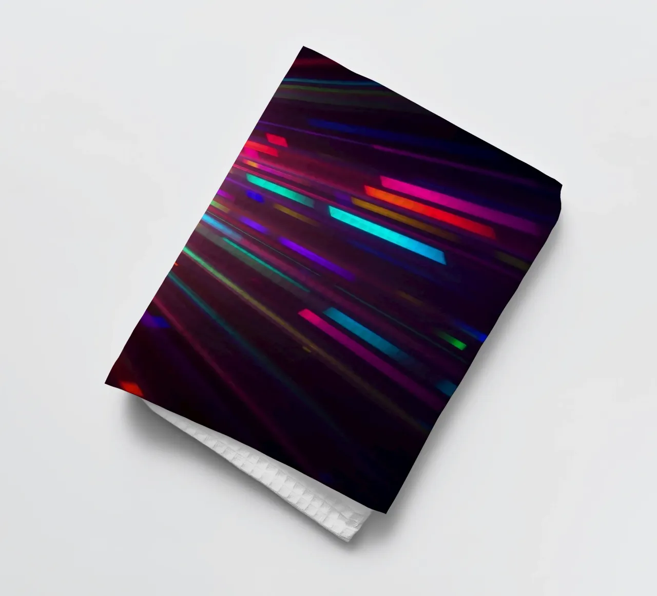 Vibrant abstract light rays radiate from a central point tea towel by DesignDoodle