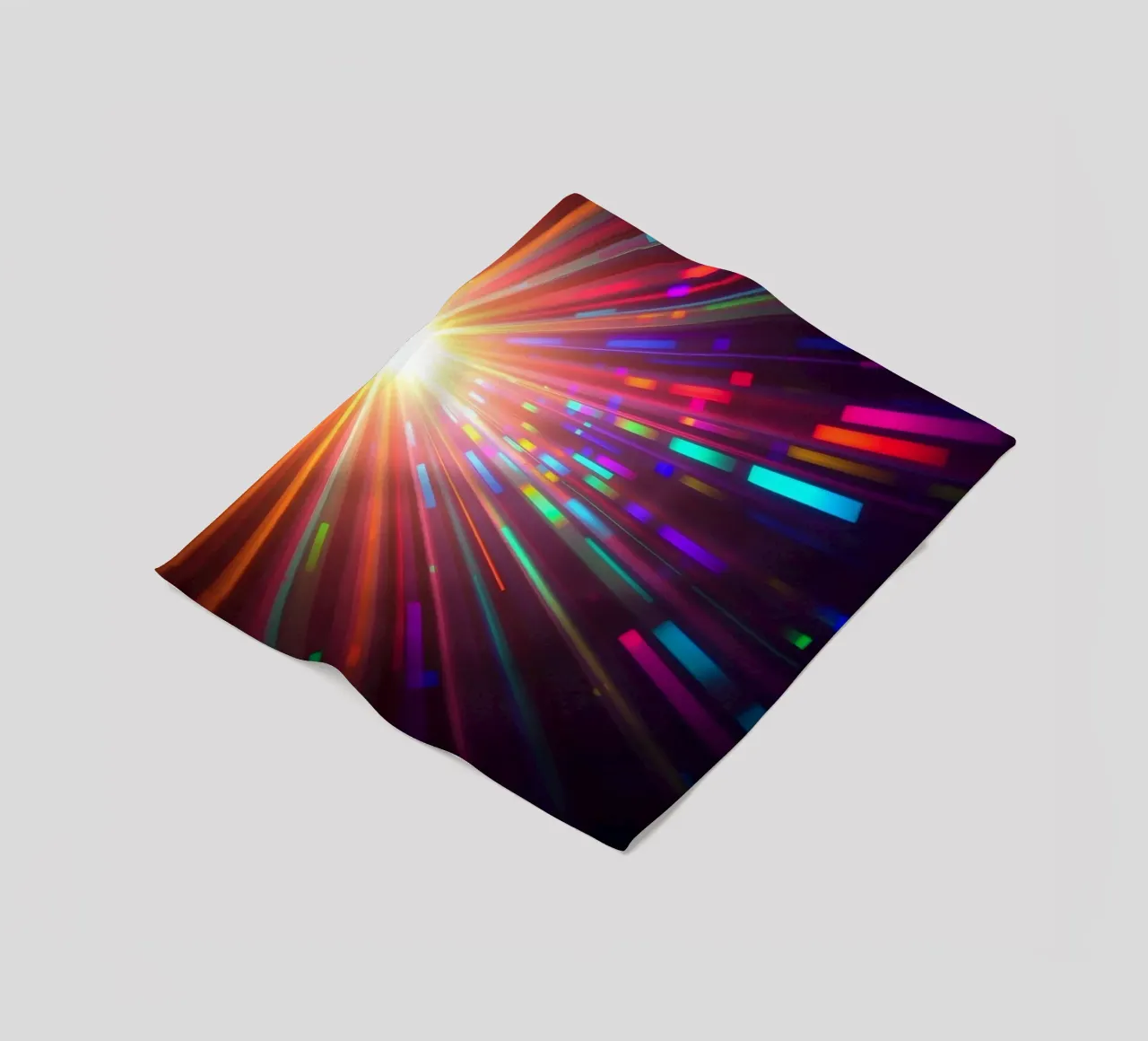 Vibrant abstract light rays radiate from a central point fleece blanket by DesignDoodle