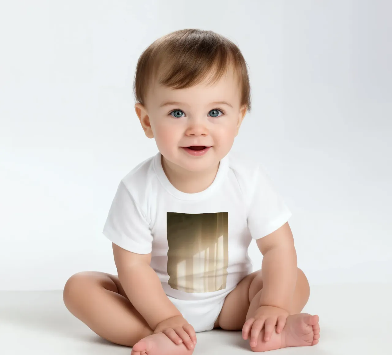 Lumière douce filtrant à travers des rideaux diaphanes body bébé de DesignDoodle