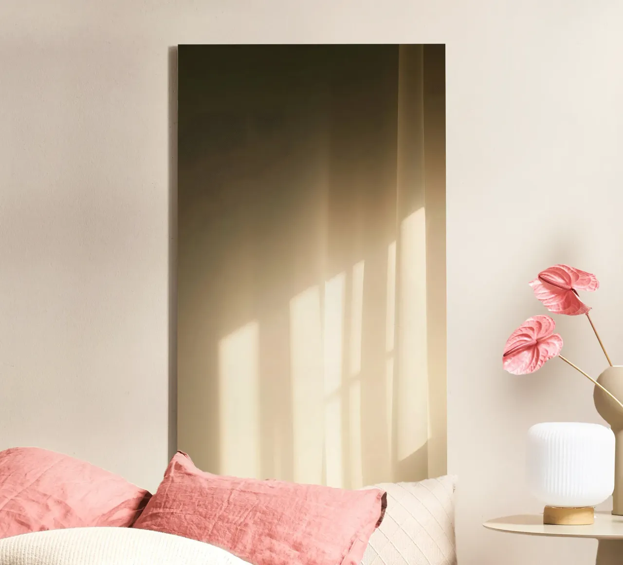 Soft light filtering through sheer curtains canvas by DesignDoodle