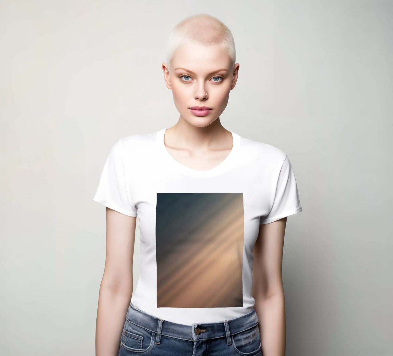 Soft gradient background with abstract light patterns women's fitted t-shirt by DesignDoodle