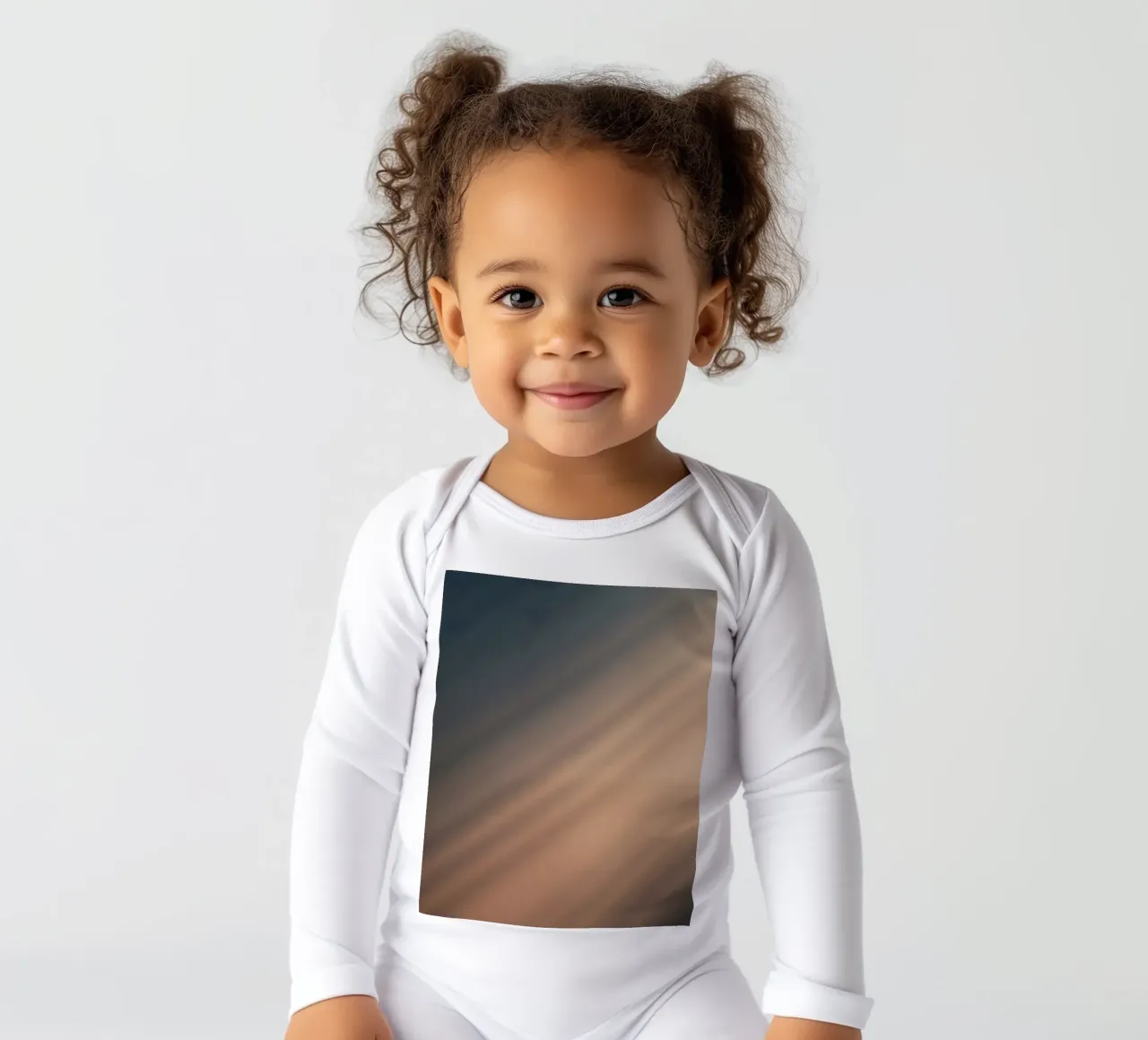 Soft gradient background with abstract light patterns long-sleeve baby romper by DesignDoodle