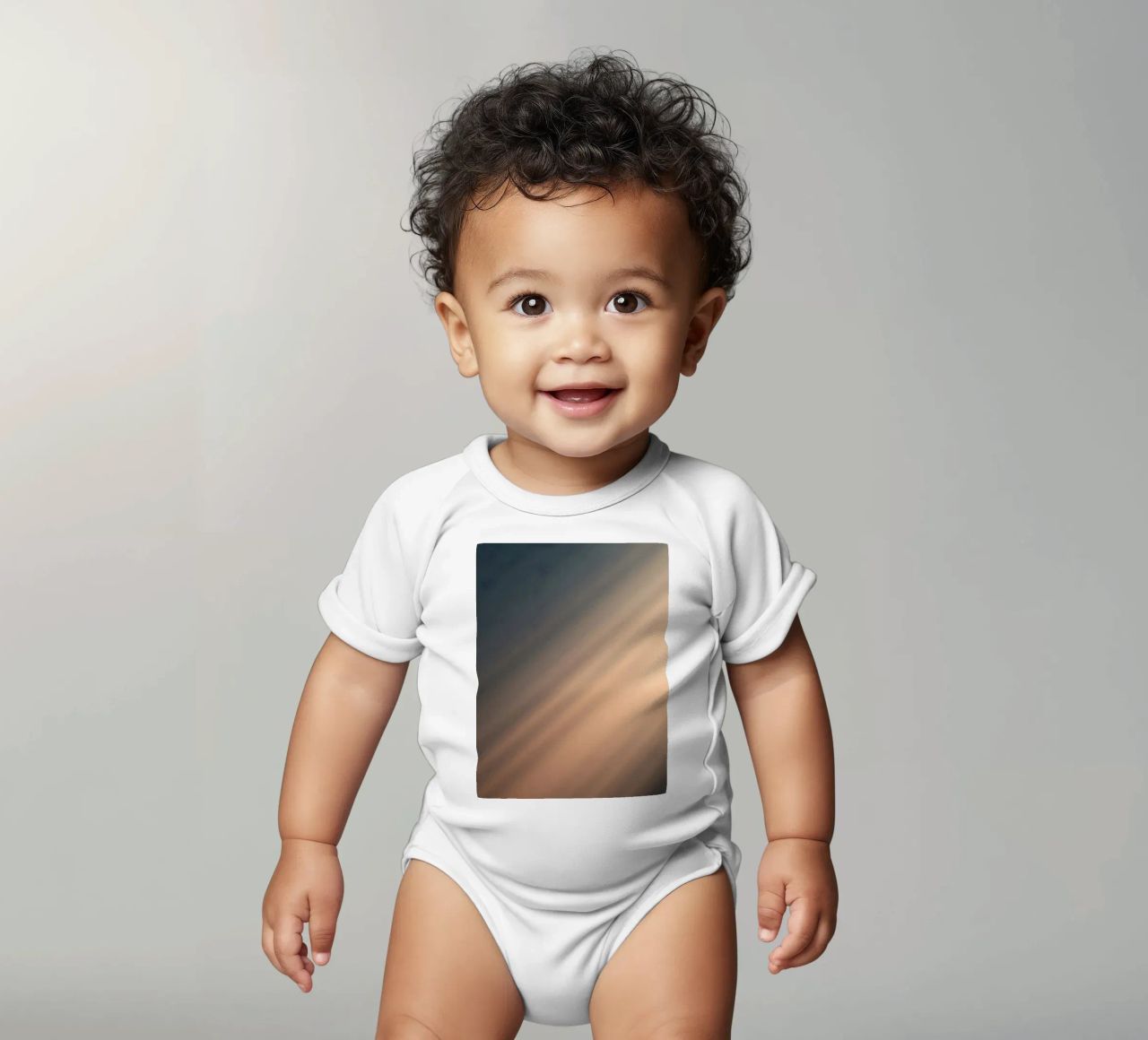 Soft gradient background with abstract light patterns short-sleeve baby romper by DesignDoodle