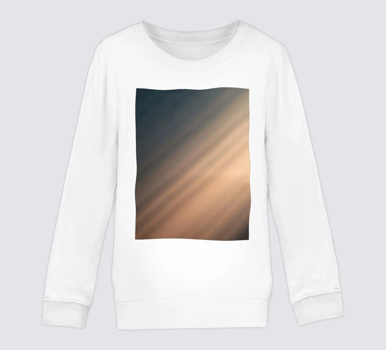 Soft gradient background with abstract light patterns kids sweatshirt by DesignDoodle