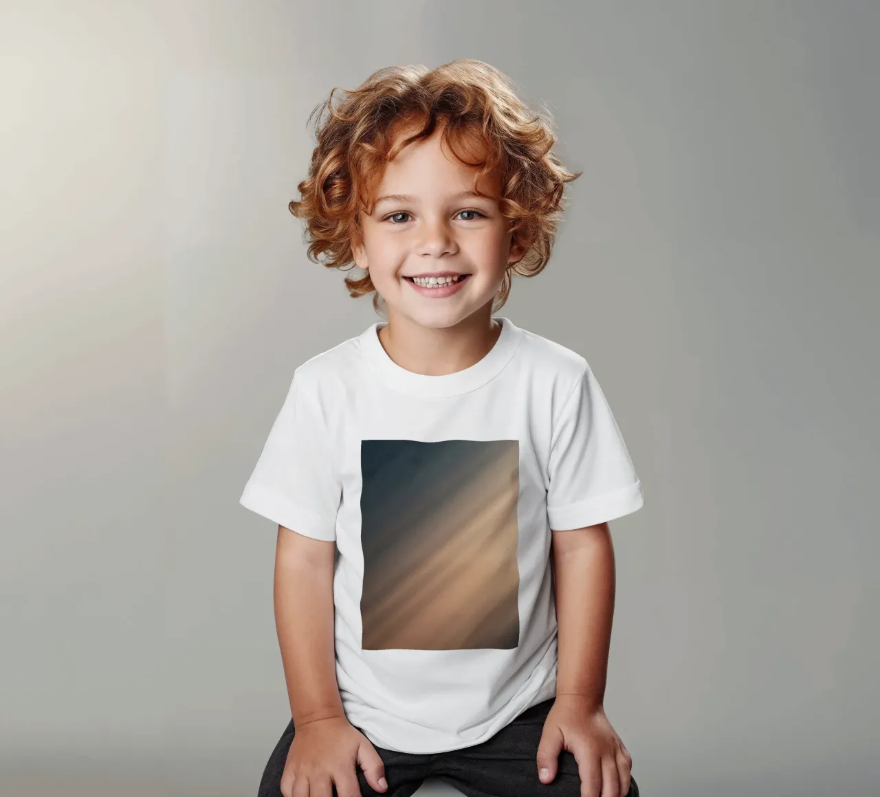 Soft gradient background with abstract light patterns kids t-shirt by DesignDoodle