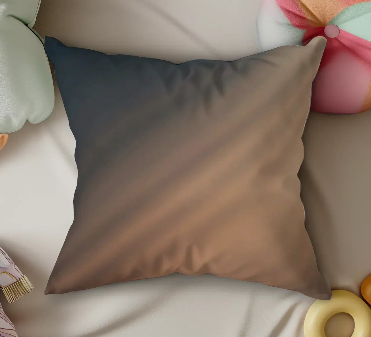 Fond dégradé doux avec des motifs lumineux abstraits coussin de DesignDoodle