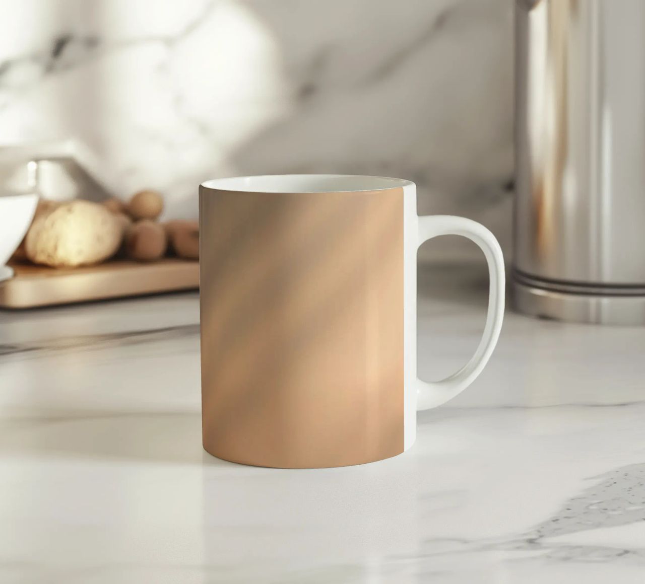 Soft gradient background with abstract light patterns ceramic mug by DesignDoodle