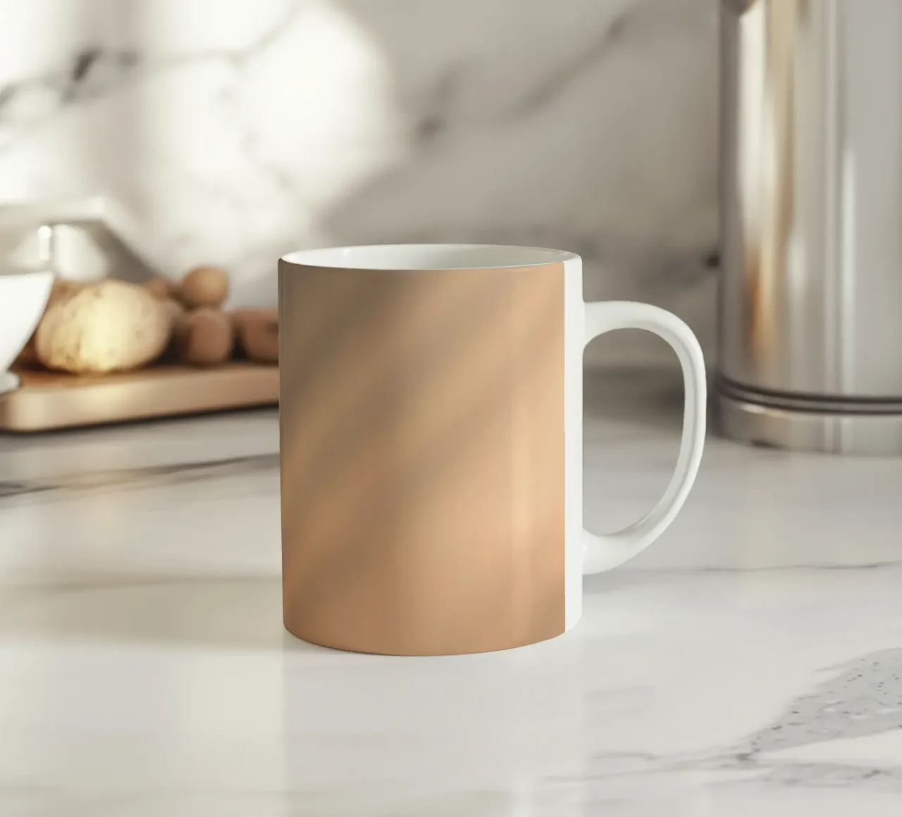Soft gradient background with abstract light patterns ceramic mug by DesignDoodle