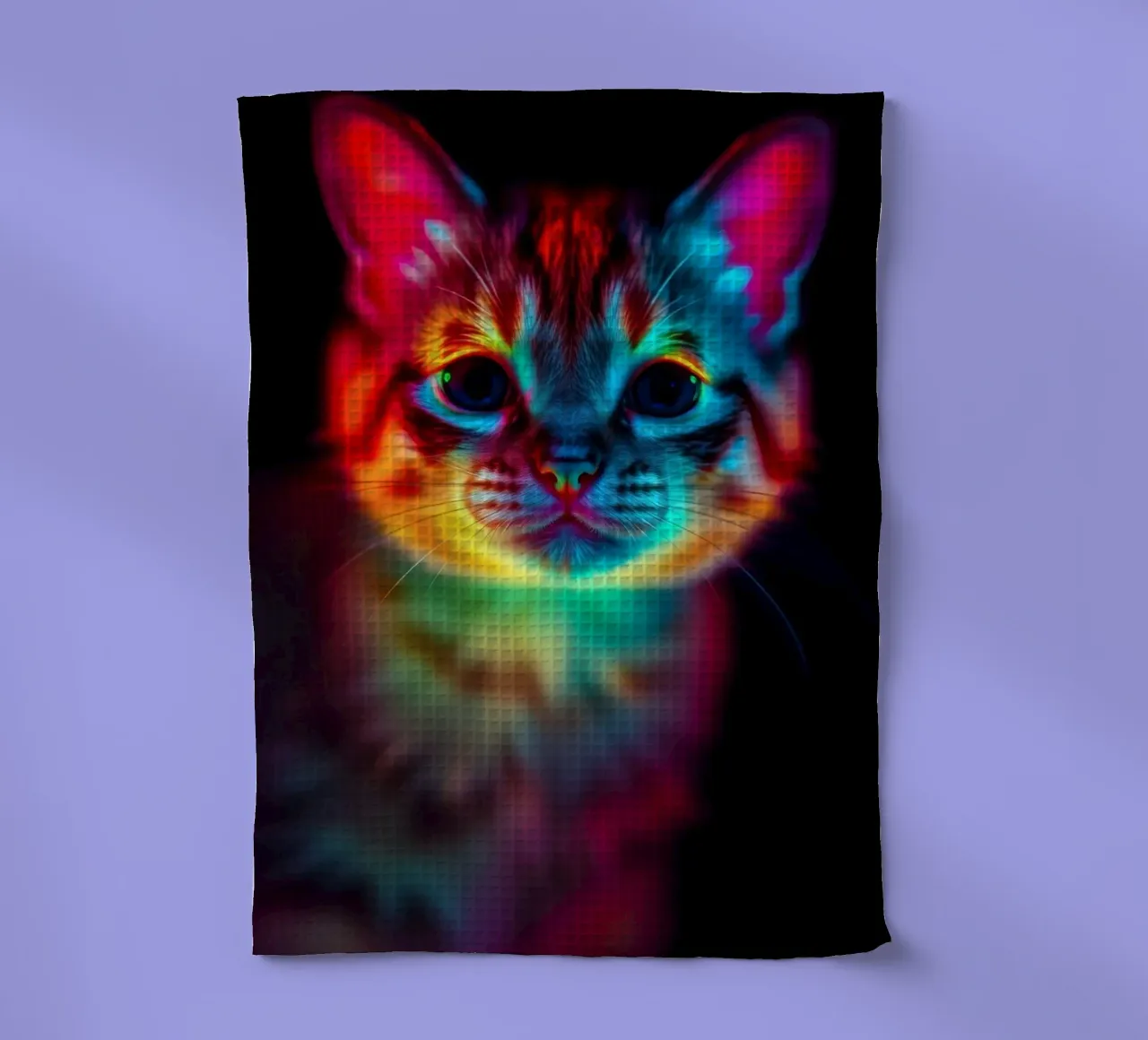 Gatto astratto colorato con illuminazione vivace canovaccio da cucina da DesignDoodle