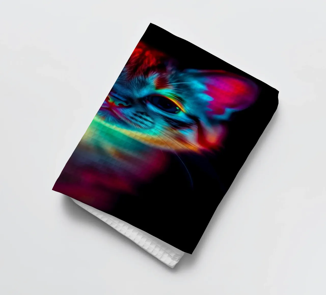 Gatto astratto colorato con illuminazione vivace canovaccio da cucina da DesignDoodle