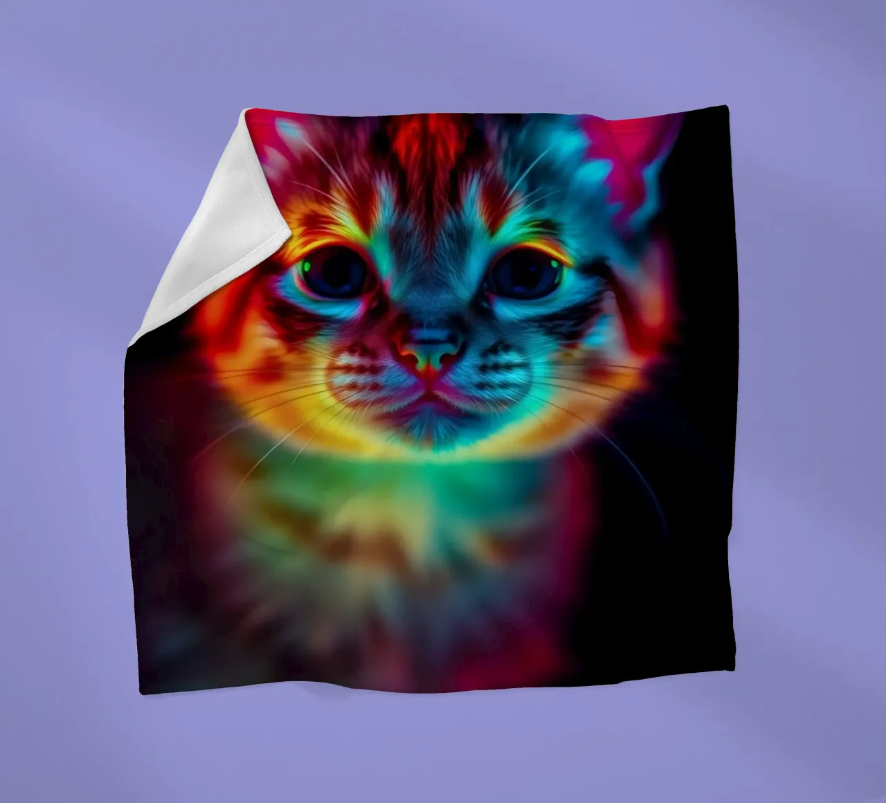 Kleurrijk abstract kattenontwerp met levendige verlichting fleecedeken van DesignDoodle