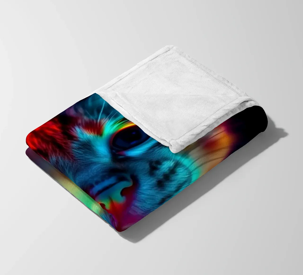 Kleurrijk abstract kattenontwerp met levendige verlichting fleecedeken van DesignDoodle