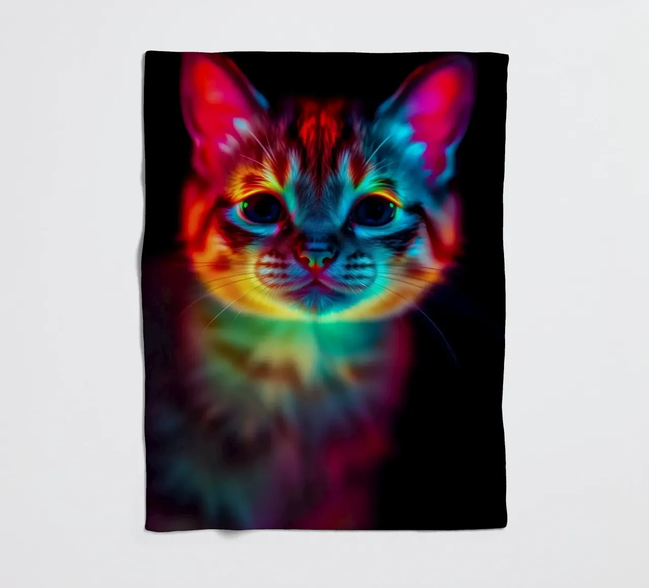 Kleurrijk abstract kattenontwerp met levendige verlichting fleecedeken van DesignDoodle