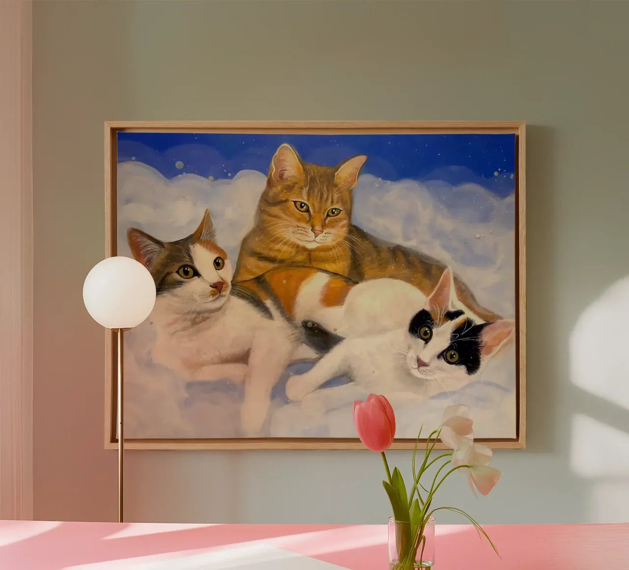 3 simpatici gatti tela con Cornice a cassetta da Happy 😃 Art 🎨 by Christine Schnoell