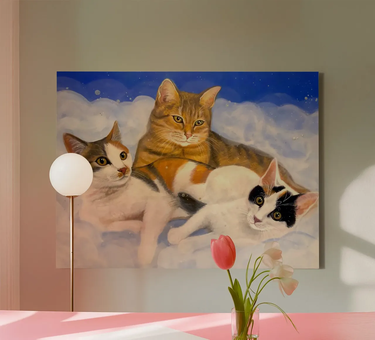 3 simpatici gatti tela con Cornice a cassetta da Happy 😃 Art 🎨 by Christine Schnoell