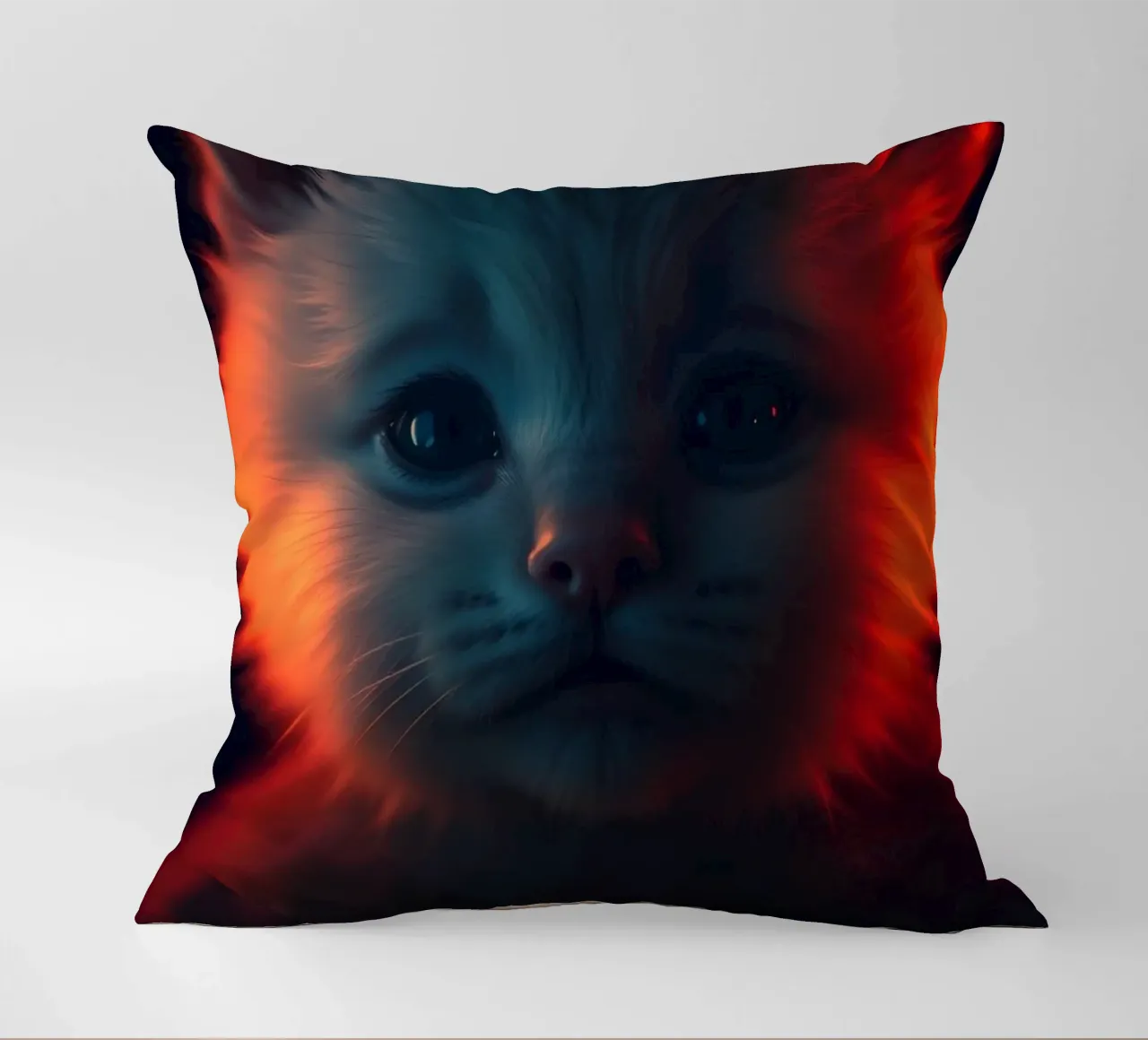 Un chaton mignon à la fourrure éclatante crée un fond d'écran enchanteur coussin de DesignDoodle