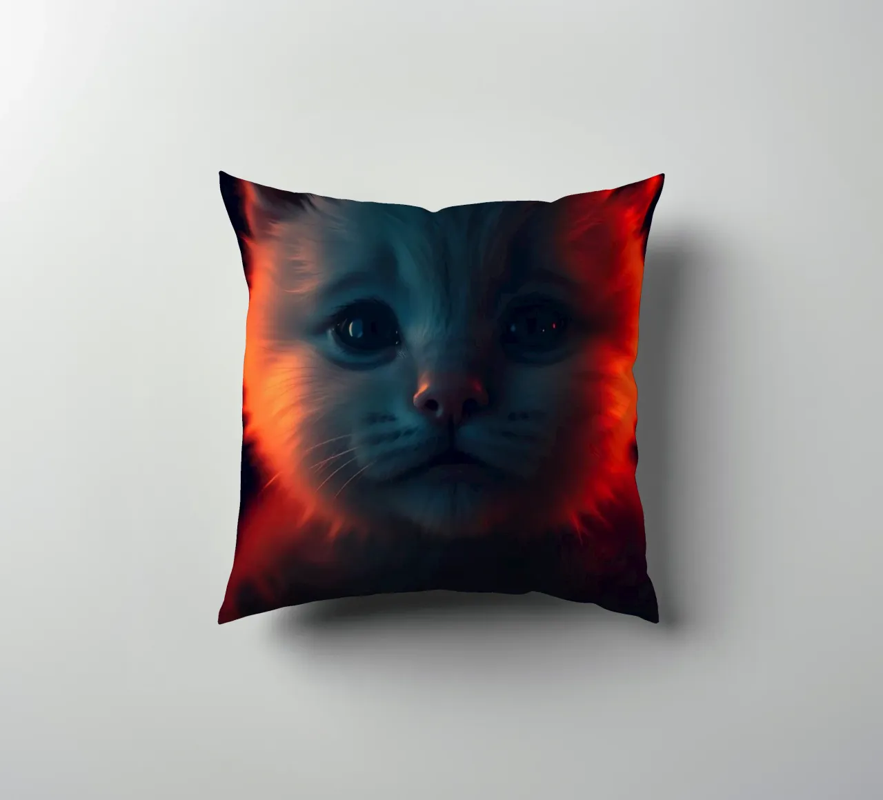 Un chaton mignon à la fourrure éclatante crée un fond d'écran enchanteur coussin de DesignDoodle