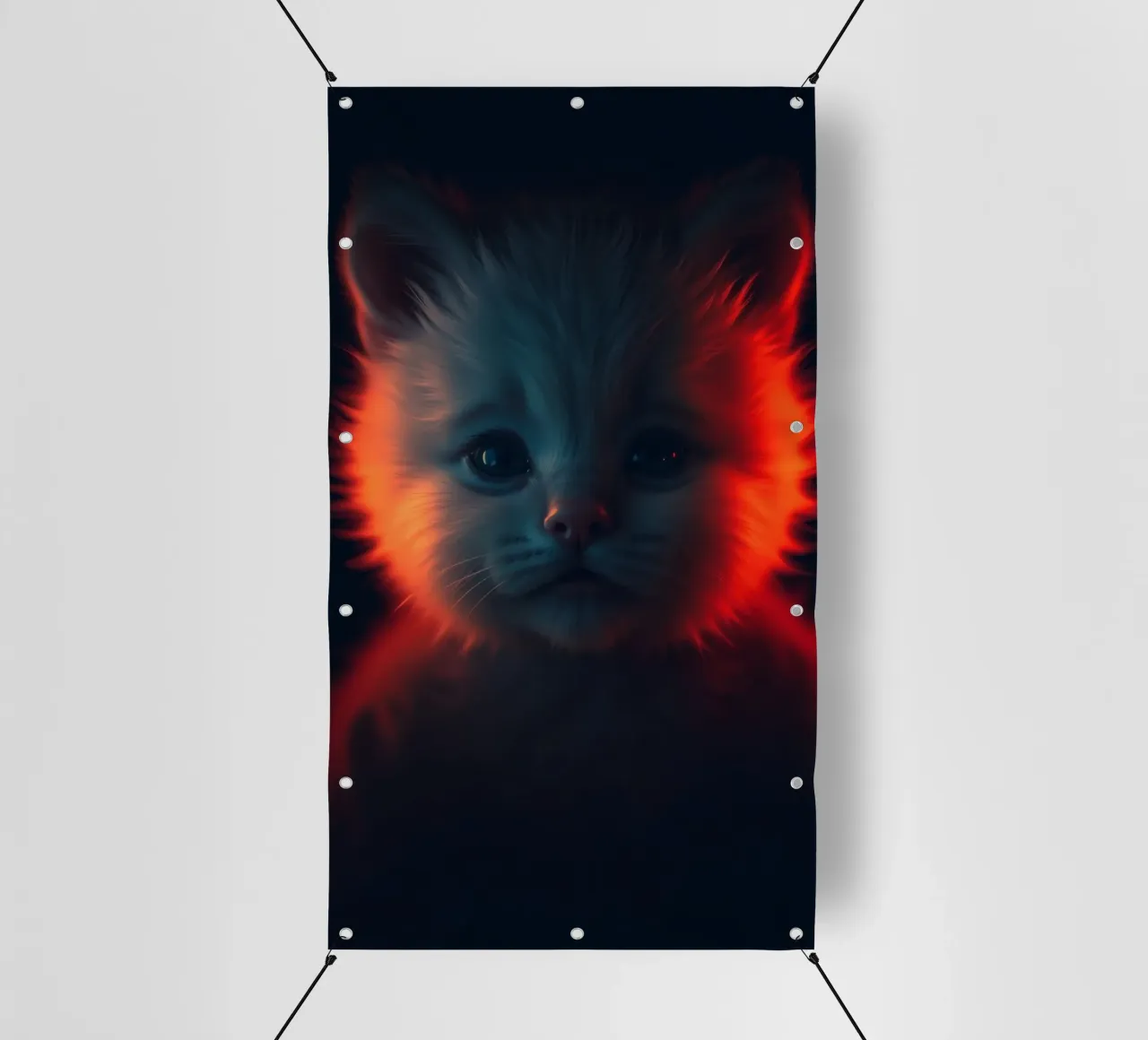 Un chaton mignon à la fourrure éclatante crée un fond d'écran enchanteur bâche pvc de DesignDoodle