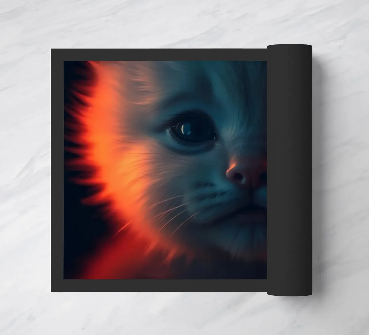Un chaton mignon à la fourrure éclatante crée un fond d'écran enchanteur paillasson de DesignDoodle