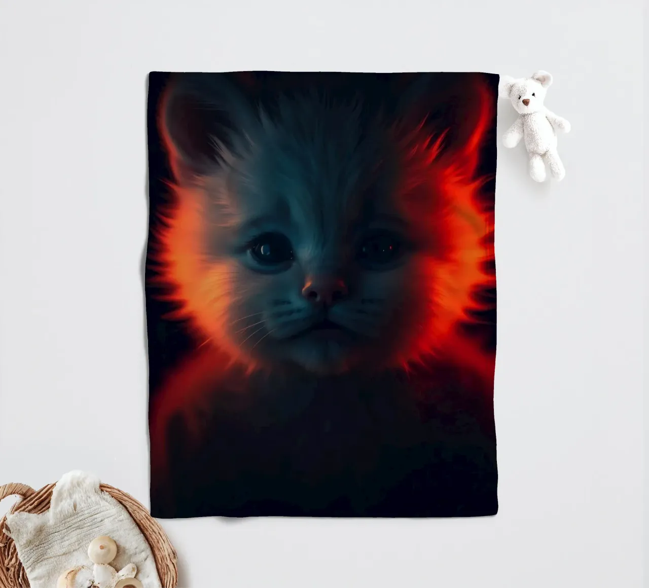 Un chaton mignon à la fourrure éclatante crée un fond d'écran enchanteur plaid polaire de DesignDoodle