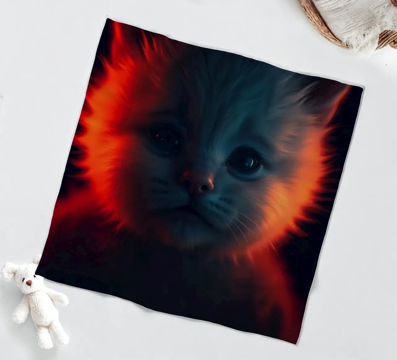Un chaton mignon à la fourrure éclatante crée un fond d'écran enchanteur plaid polaire de DesignDoodle