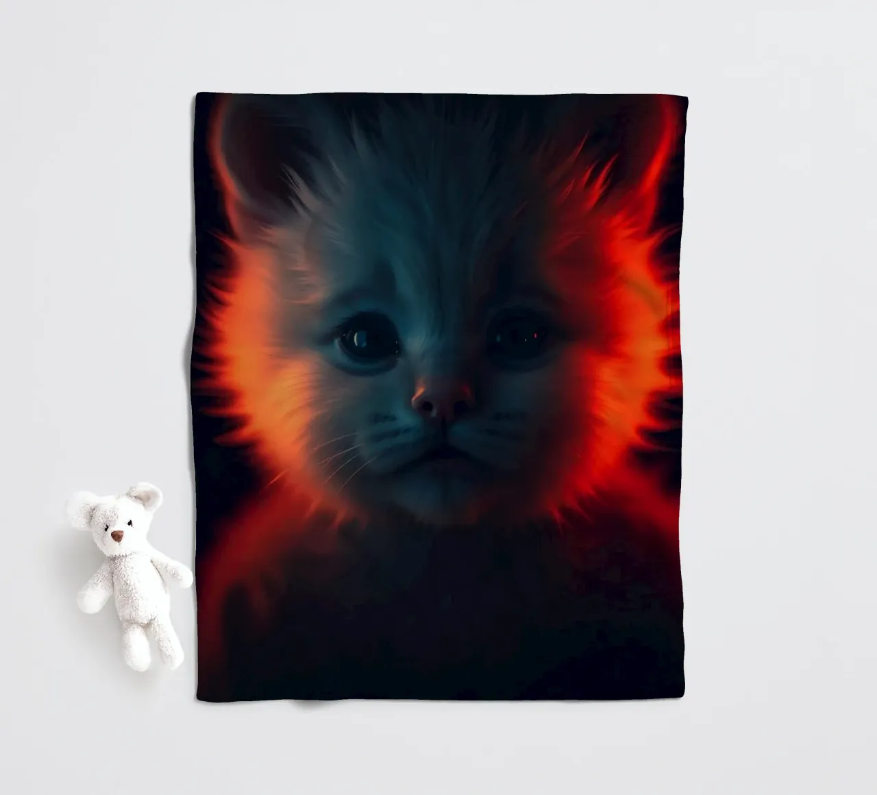 Un chaton mignon à la fourrure éclatante crée un fond d'écran enchanteur plaid polaire de DesignDoodle