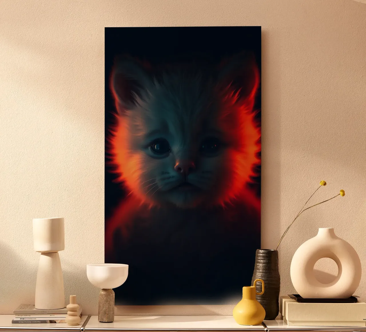 Un chaton mignon à la fourrure éclatante crée un fond d'écran enchanteur panneau forex de DesignDoodle