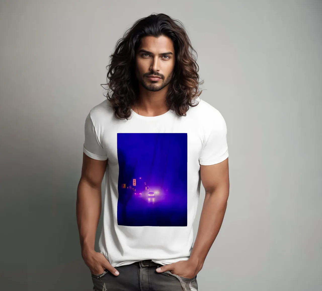 Vibrante astratto con luci sfocate ambiente nebbioso t-shirt da DesignDoodle