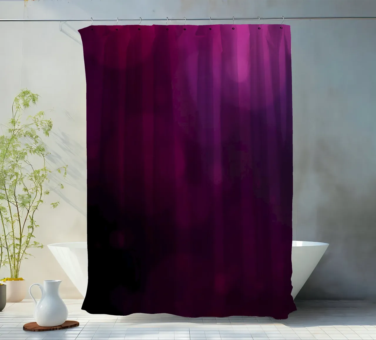 Lebendiges abstraktes Design mit weichem lila und rosa Bokeh Duschvorhang von DesignDoodle