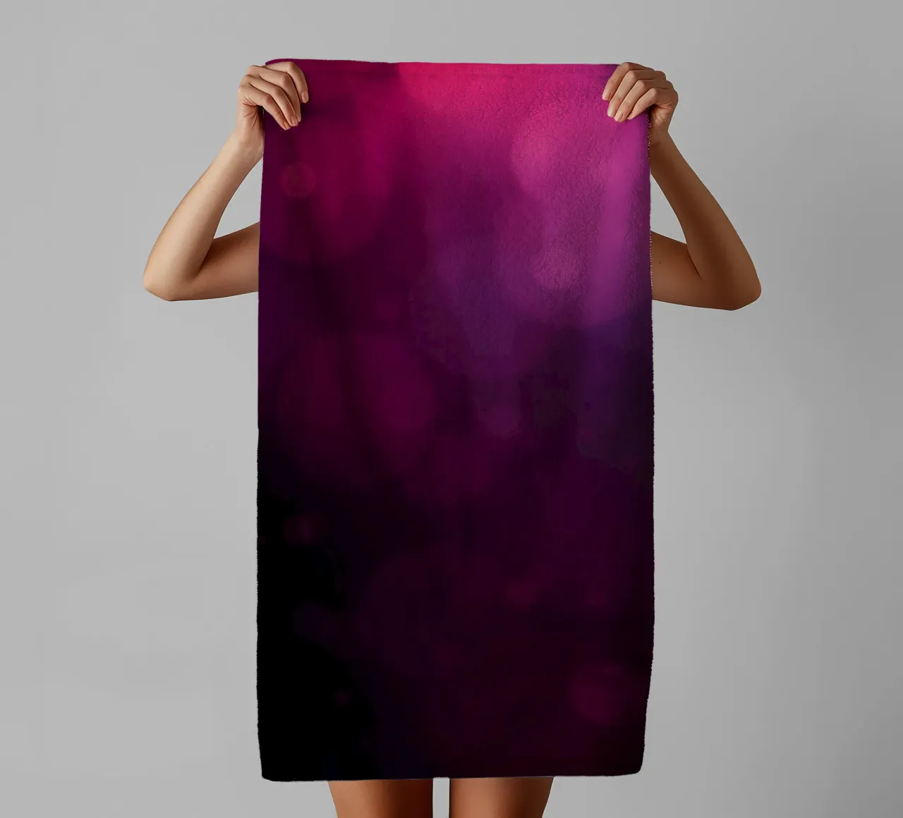 Vibrant abstract design with soft purple and pink bokeh towel by DesignDoodle