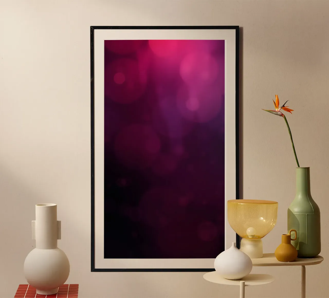 Levendig abstract ontwerp met zachte paarse en roze bokeh hahnemühle van DesignDoodle