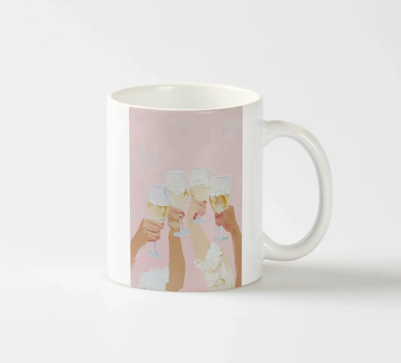 Champagne Poster, Celebration Pink Pastel Modern Wall Art ceramic mug by Little Lila