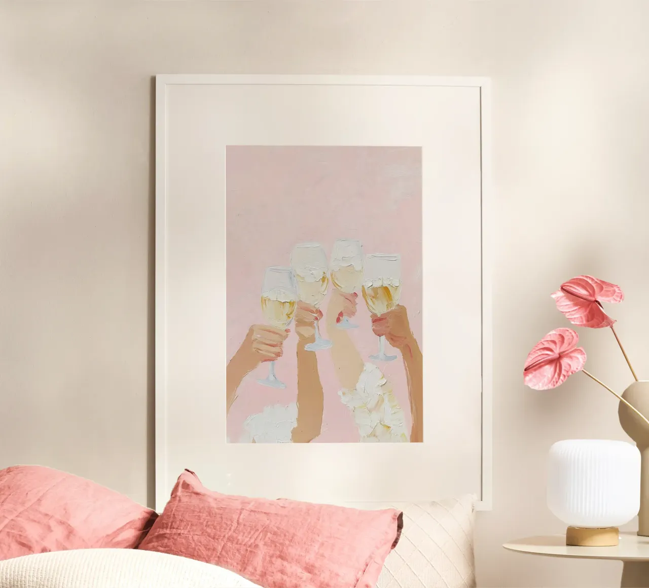 Poster Champagne, celebrazione rosa pastello Arte da parete moderna poster da Little Lila